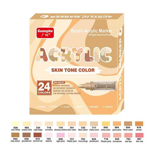 24-color Acrylic Marker Pen Straight Liquid Pressure-free So