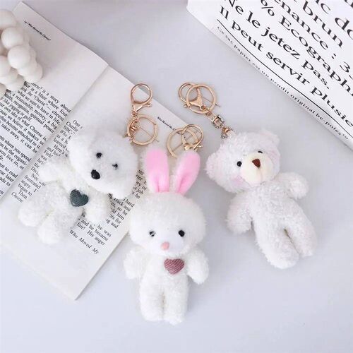 11cm Kawaii Mini Cute Bear Rabbit Dog Plush Keychain Toys So