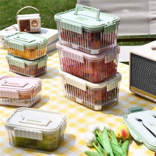 Bottom Drain Plate Food Storage Container Stackable