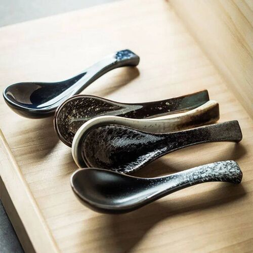 13cm Japanese-style Retro Ceramic Soup Spoon Eating Rice Spo
