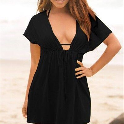 Sexy Beach Dress Women Bikini Cover Up See Through Tunic Whi