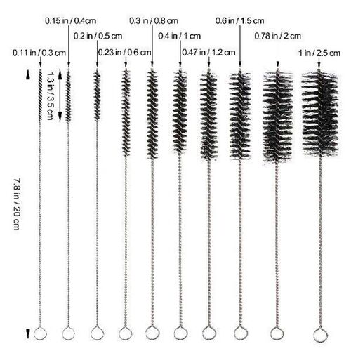 10 Pcs Bottle Brush Cleaning Straw Stainless Steel for