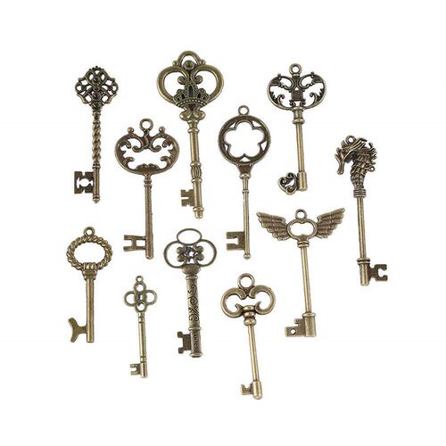 5pcs Charms Vintage Cute Key 46x22mm Antique Silver Color Br