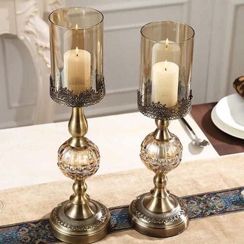 Hot Metal Glass Candle Stand Holders Decoration Metal