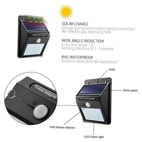 30 LED Solar Light PIR Motion Sensor Wall Light Outdoor Sola