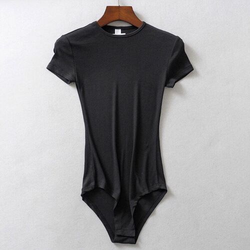 ShesModa 2023 Spring Ins O-Neck Rib Womens Bodysuit Short