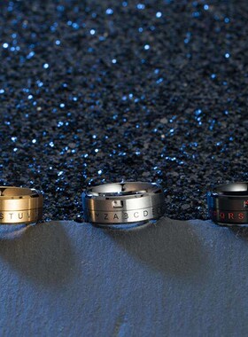 Titanium steel rotatable digital ring thousand wind new lett