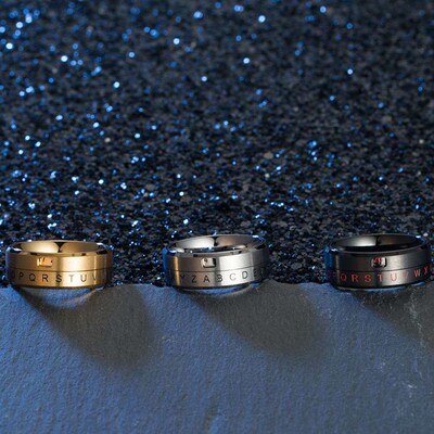 Titanium steel rotatable digital ring thousand wind new lett