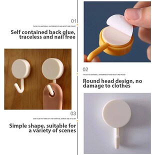 5PCS Self Adhesive Wall Hook Strong Without Drilling Coat Ba