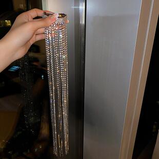Full Rhinestone Hairpins for Women Long Tassel Crystal Hair