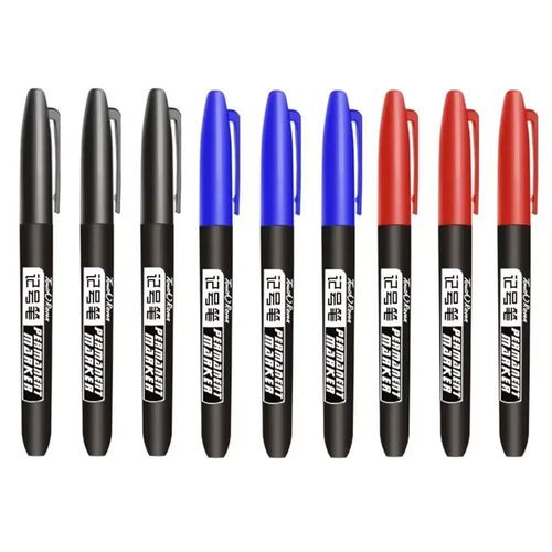 9 Pcs/Set Permanent Marker Pen Fine Point Waterproof Ink Thi