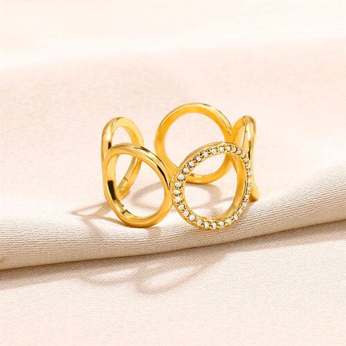 2023 Rings for Women Geometric Round Zircon Open Charm Ring