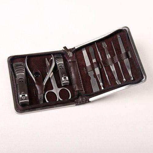 clipper pedicure manicure set kit case brown 9 in 1 nail car
