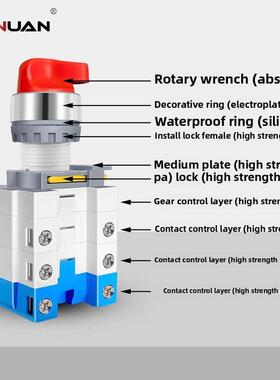 JS8085S防爆防尘防腐万能转换开关二档三档银点开闭两开孔22mm