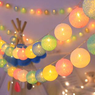彩灯闪灯灯串led少女心房间装 饰灯彩 饰浪漫布置气 线球灯装 棉线