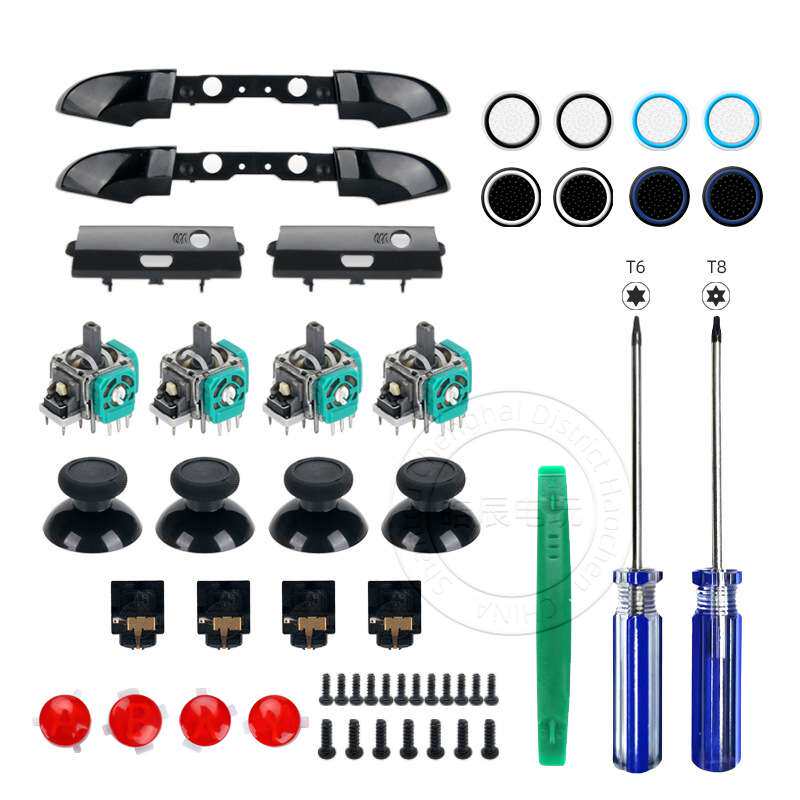 适合XBOX ONE Slim手柄摇杆蘑菇头耳机插口LBRB挡板T6T8螺丝刀