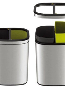 不锈钢内室HM9036B分类垃用圾桶家无盖厨房双桶办公室垃圾筐果箱