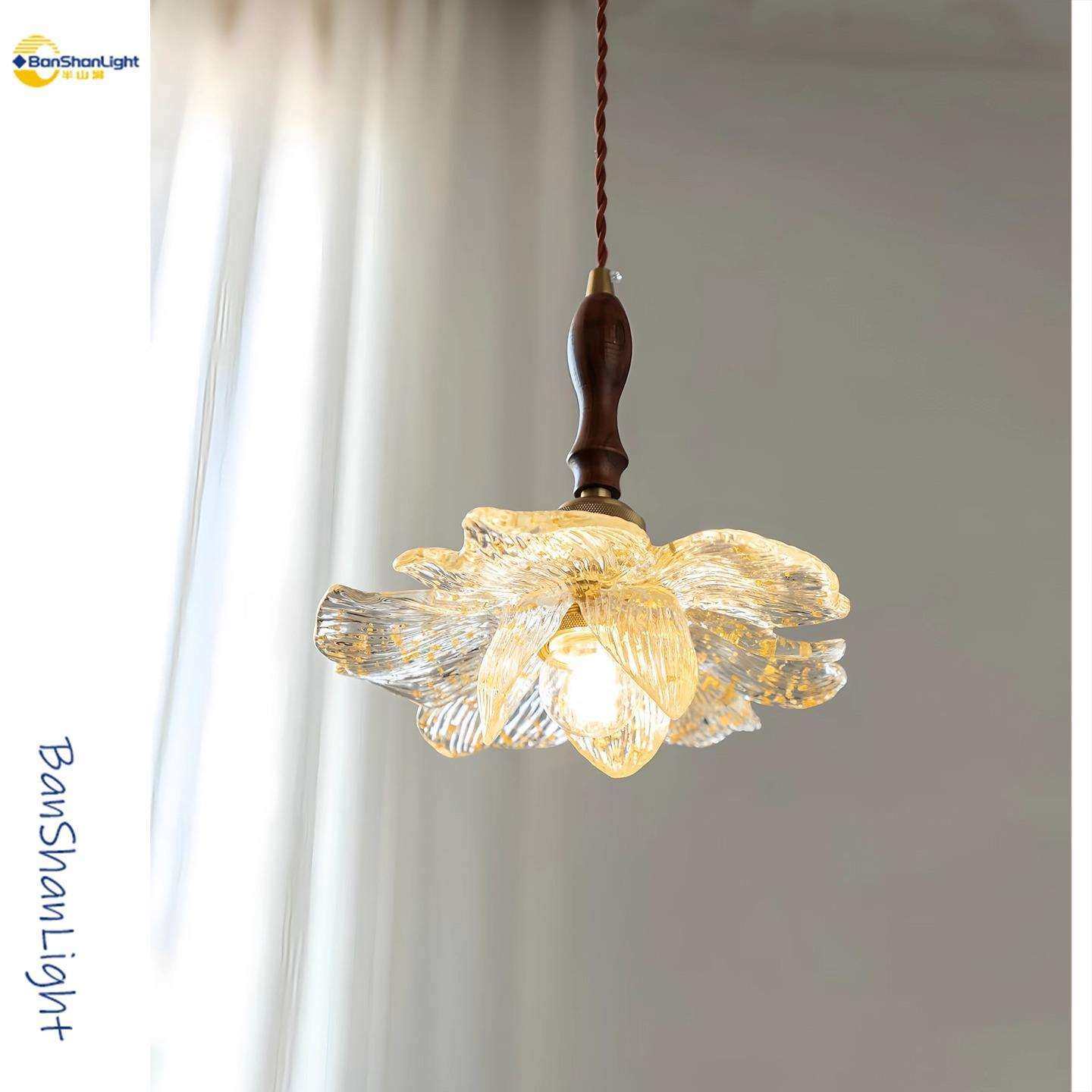 法式中古风卧室床头小吊灯花瓣树脂金箔胡桃色实木吧台餐厅吊灯,鲜花速递/花卉仿真/绿植园艺,割草机/草坪机,淘宝优惠券,粉丝福利购,淘宝优惠卷