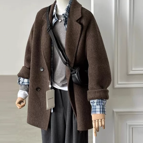 短款羊毛羊绒大衣女小个子2025新款深秋冬季加厚呢子西装毛呢外套