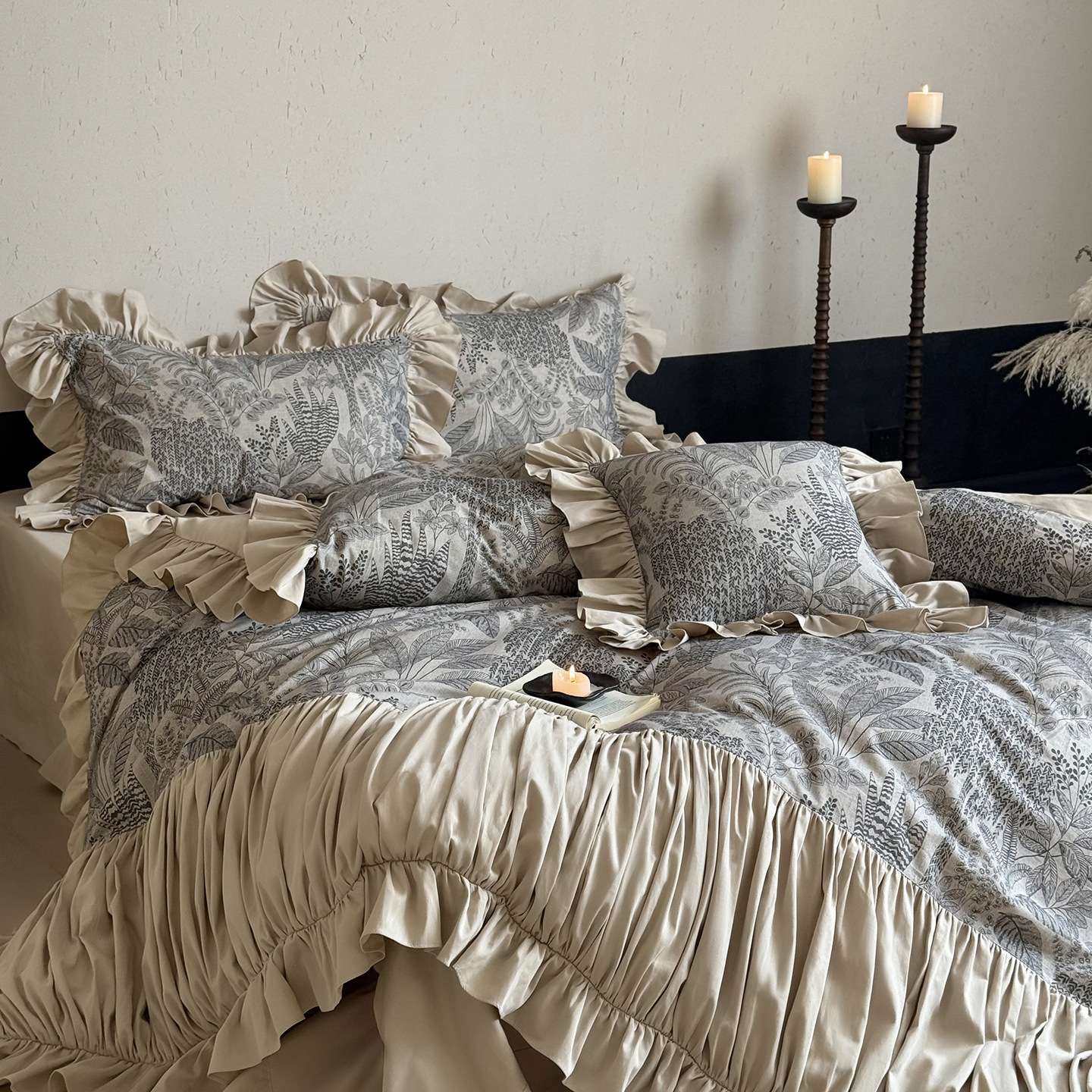 复古风棉麻四件套公主风褶皱花边花卉印花磨毛被套床单床笠款,3C数码配件,其它配件,淘宝优惠券,粉丝福利购,淘宝优惠卷