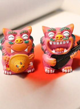 狮三百琵琶斗笠 泉州文创小狮子石敢当桌面摆件客厅装饰品开业礼