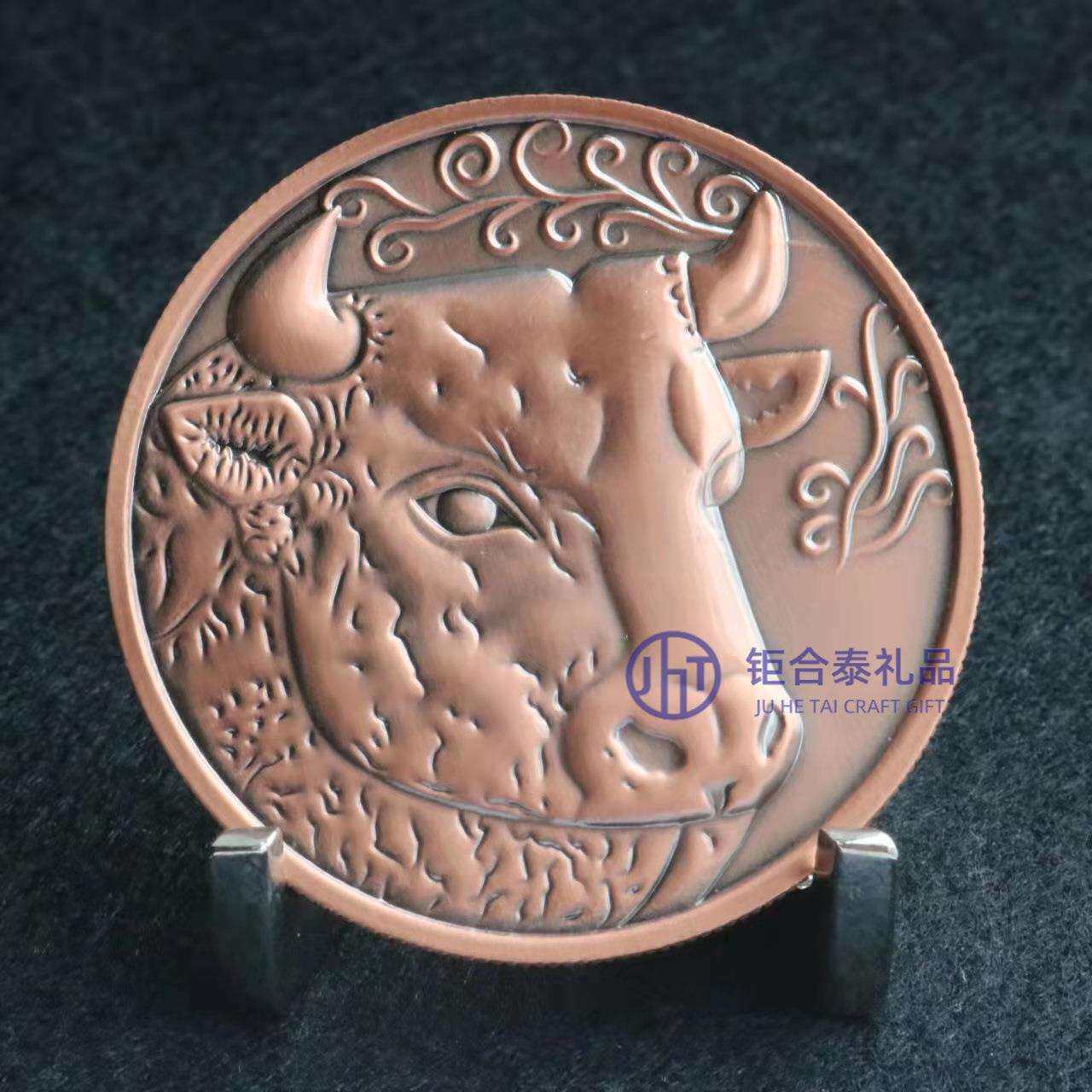 20年生产经验 钜合泰精品纯铜镀古3D十二生肖双面币一套