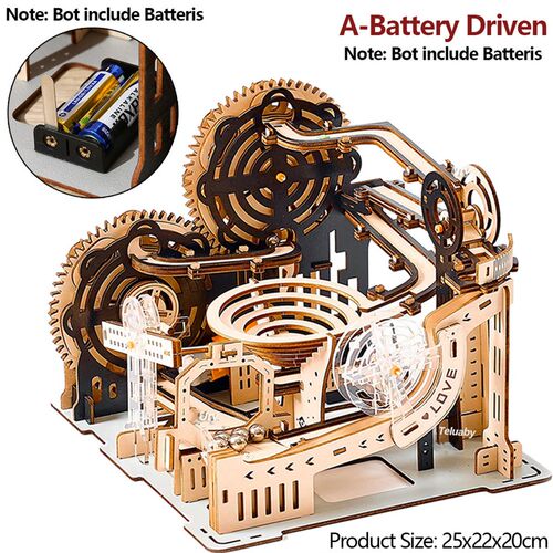 3D Wooden Puzzle Marble Run Set DIY Assemble Mechanical Mode