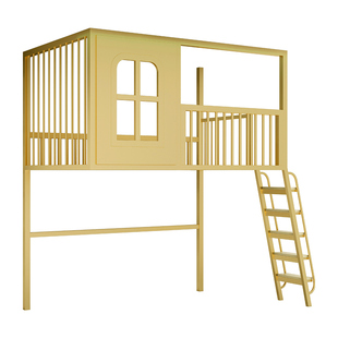 loft阁楼复式二楼床高架床上床下空悬空小户型铁艺单商城树屋城堡