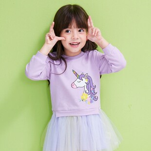 Unicorn Princess Dress Girls Autumn Spring Kids Cute Cartoon