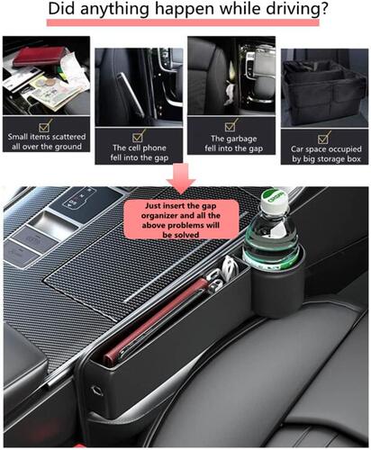 Pu Leather Car Seat  Organizer Auto Console Side Storage Box