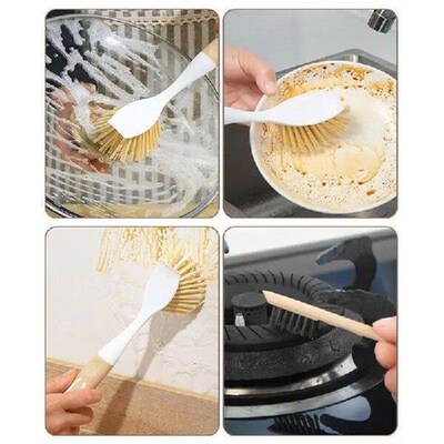 Pot Brush Deep Cleaning 2-in-1 Pot Scrubber Dish Brush With