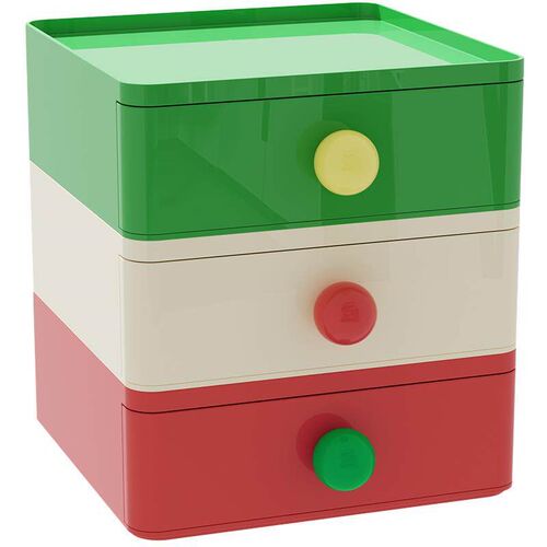 Dopamine-style desktop organizer with drawer design, stackab
