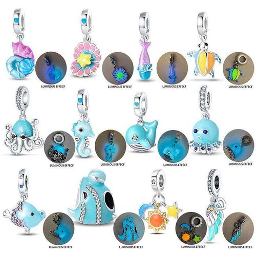 New Ocean Nautilus Seahorse Whale Glow Charm Beads For Origi