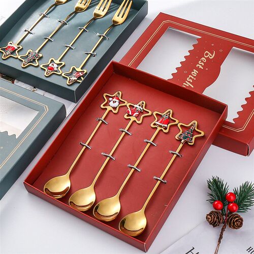 Christmas spoon cutlery set Dessert coffee spoon fruit fork