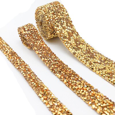 1 Yard 5/10/20/30/40mm Glitter Rhinestone Chain Tape Trim Re
