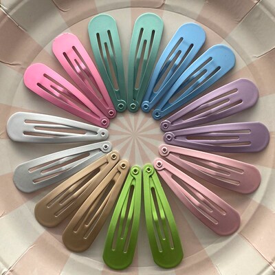 5Cm Mix Solid Color Metal Hairgrip Girls Snap Hair Clips For