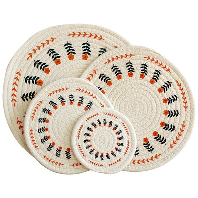 Nordic Style Cotton Weaved Heat Insulation MatHome Dining Ma