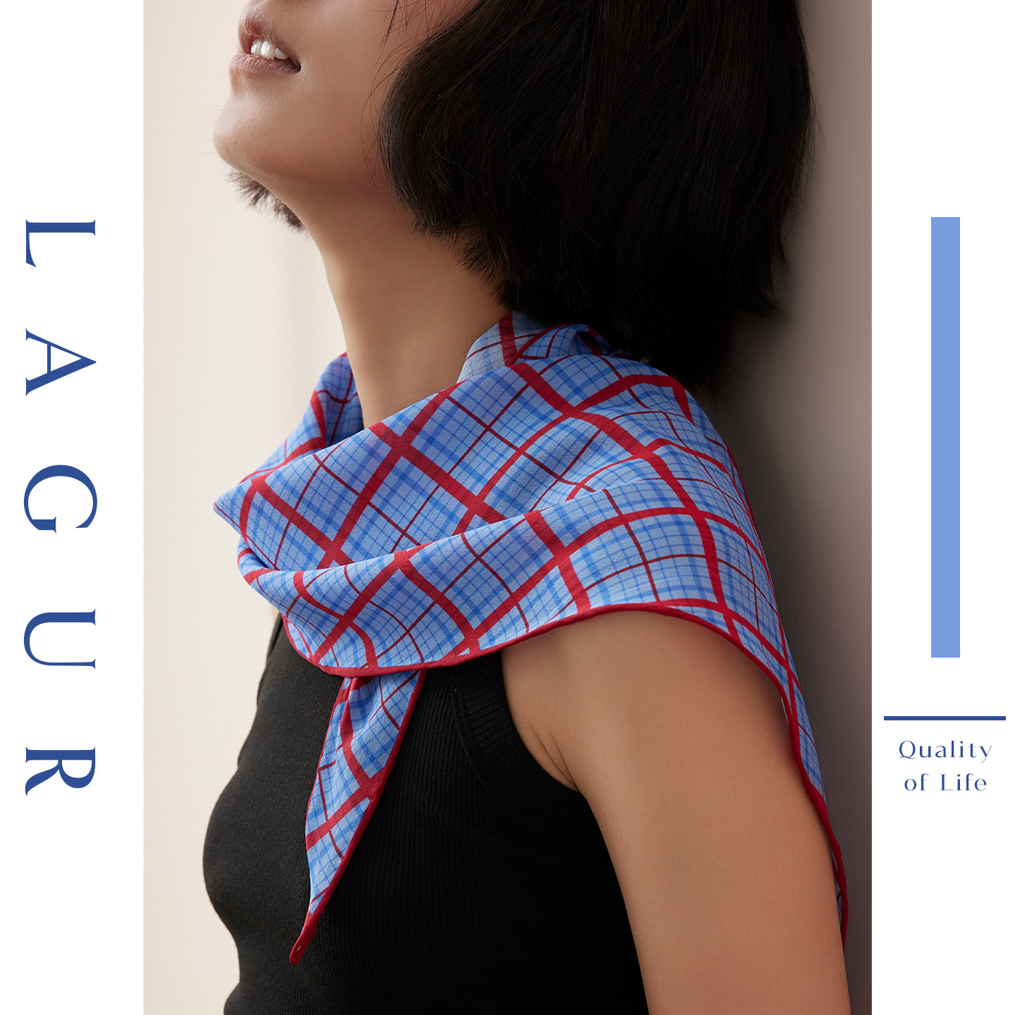 Lagur纹系脖真丝丝巾高级感女士图片