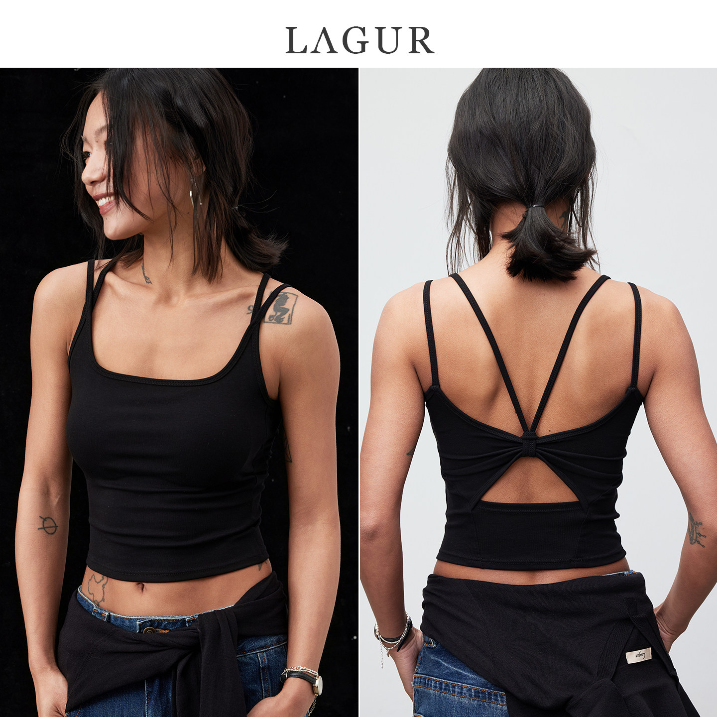Lagur70h穿着不松垮！强支撑免穿文胸吊带显瘦遮副乳可外穿夏季女