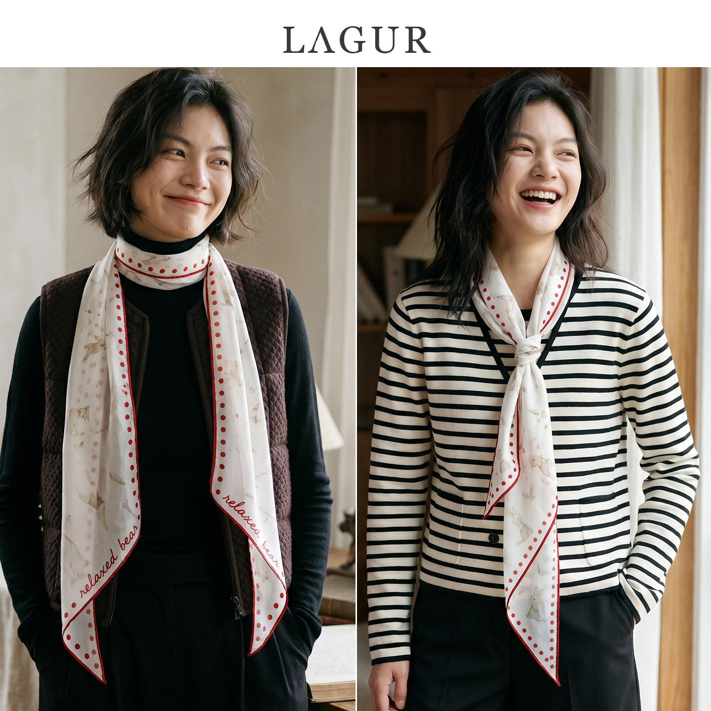 Lagur“Dream柔软恬静”桑蚕丝真丝长丝巾清新温柔氛围感送礼配饰