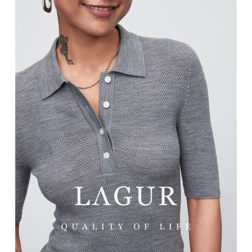 Lagur老钱针织polo衫女休闲上衣