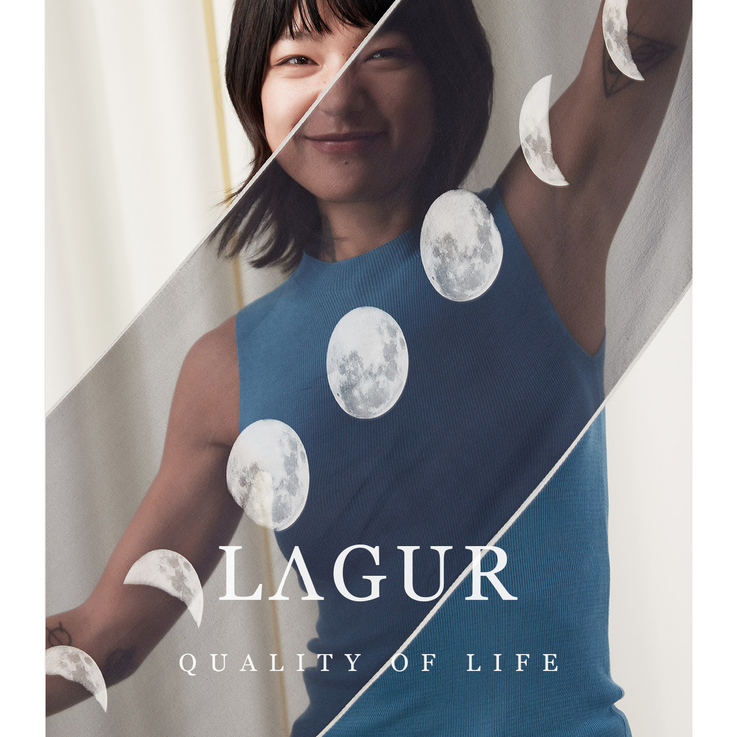 Lagur手绘月相100%桑蚕丝长丝巾图片