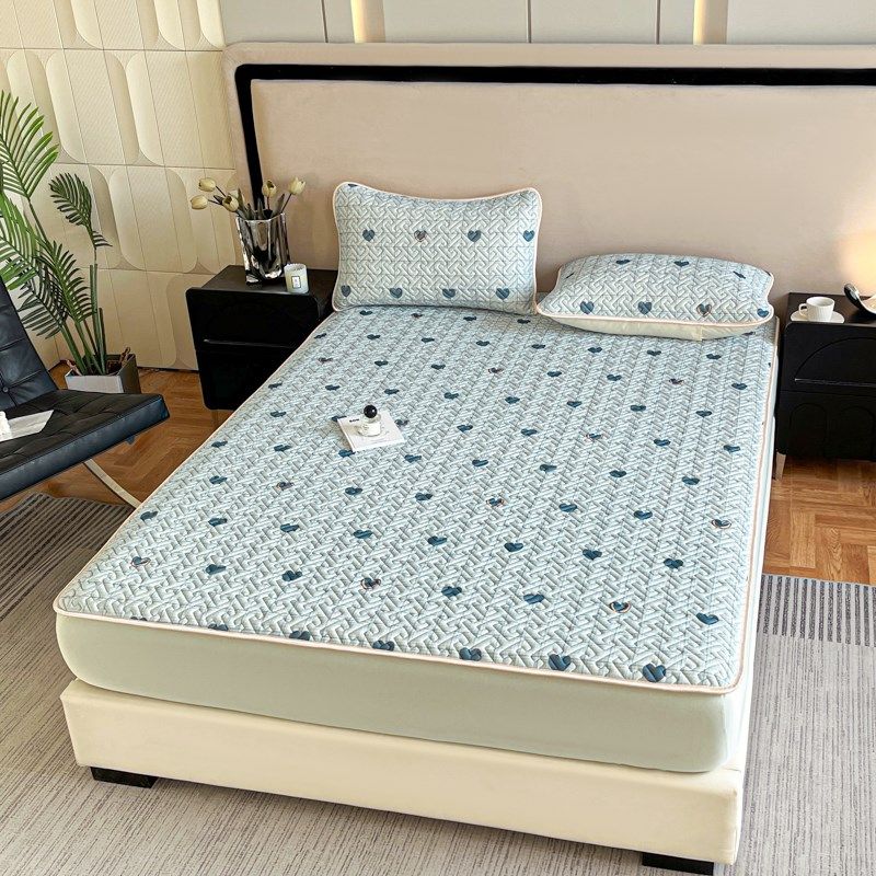 凉感丝印花乳胶凉席床笠三件床垫床垫保护30度全包围花卉款,床上用品,乳胶席,淘宝优惠券,粉丝福利购,淘宝优惠卷