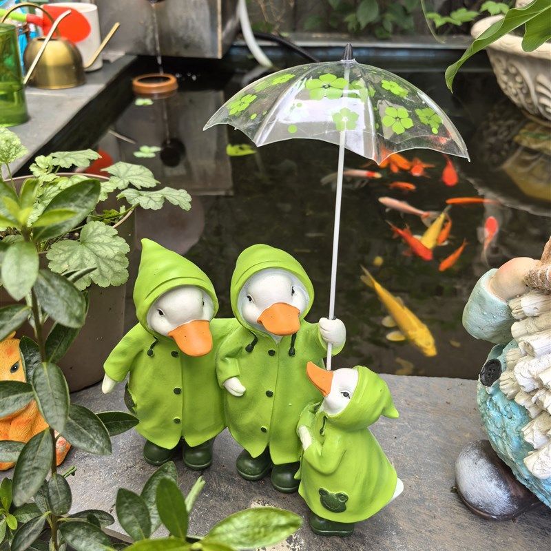 22cm树脂鸭子一家三口打伞花园装饰摆件儿童房间卧室家居软装,家居饰品,户外/庭院摆件,淘宝优惠券,粉丝福利购,淘宝优惠卷