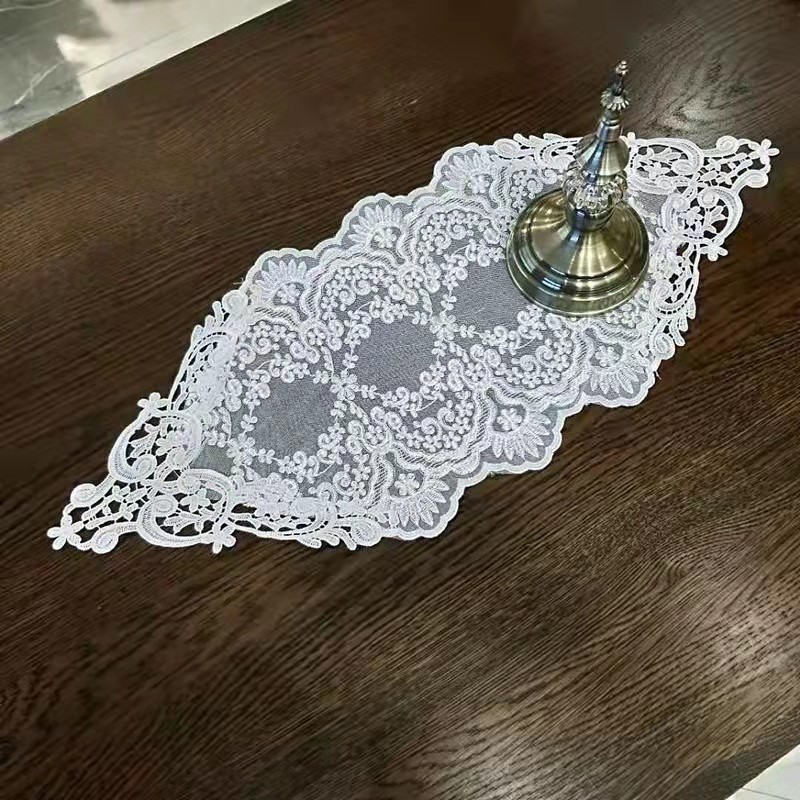 高端定制白色欧式蕾丝绣花桌旗茶几餐桌布电视柜梳妆台五斗柜盖巾,居家布艺,桌旗,淘宝优惠券,粉丝福利购,淘宝优惠卷