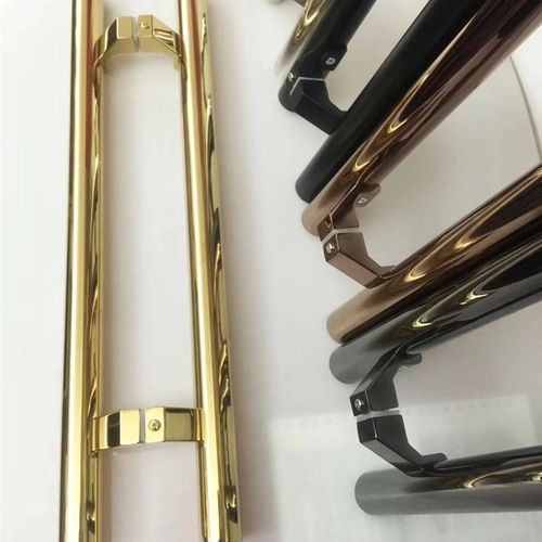 不锈钢玻璃门拉手马蹄脚亮光黑钛金拉丝玫瑰金有框门木门大门把手