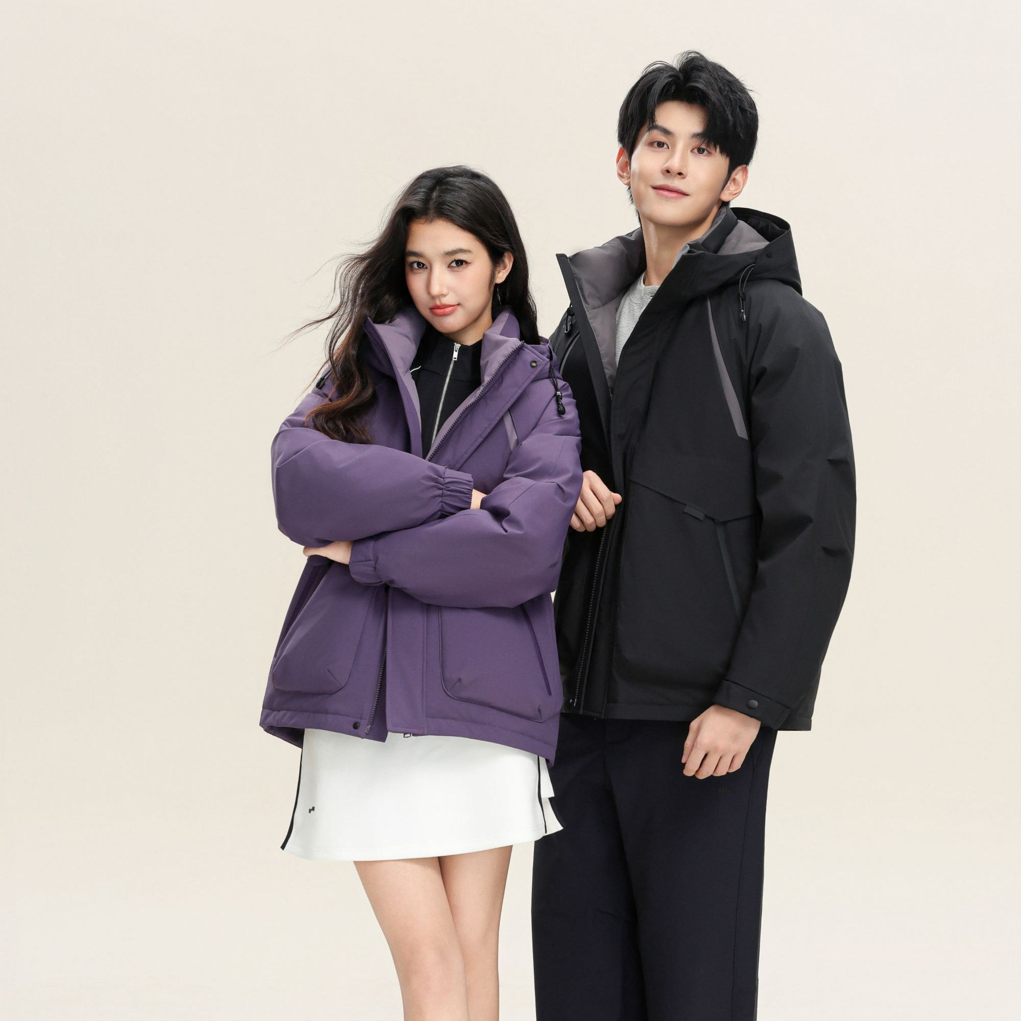 寻拓者新款情侣派克连帽冬季保暖时尚外套羽绒服6830