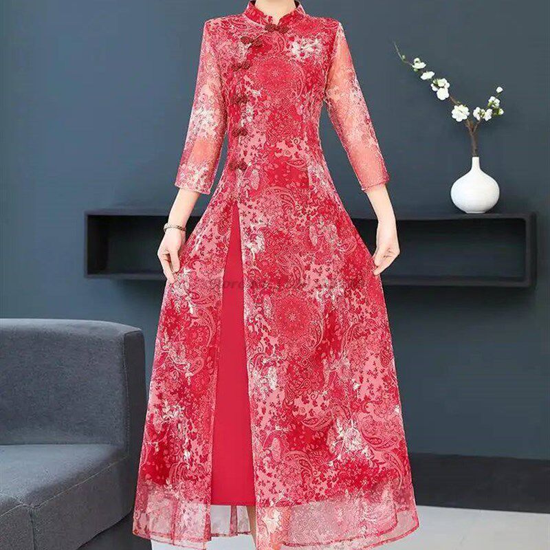 2023 chinese vintage dress improved cheongsam women traditio - 实物图
