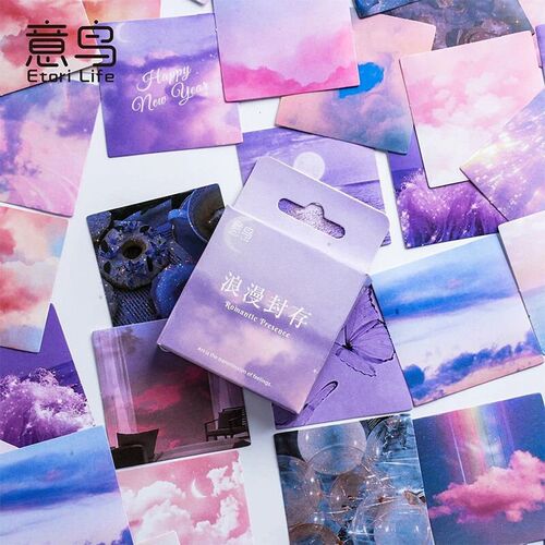 45Pcs/box Beautiful Scenery Stickers Cute Colorful Cloud Sti
