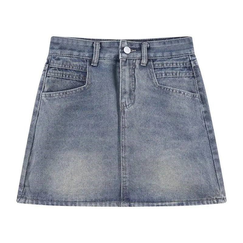 Summer New Womens Vintage Denim Skirts Korean Fashion High-W图片